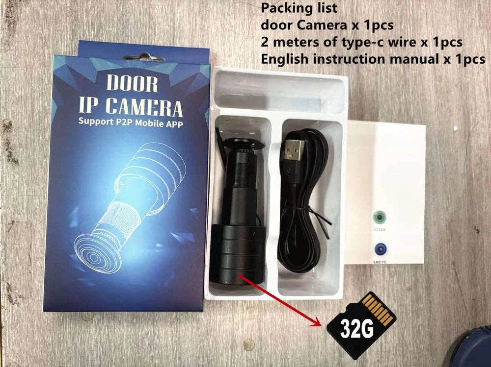 3MP WiFi Peephole Camera with 155° Wide-Angle Door View-NO TF CARD