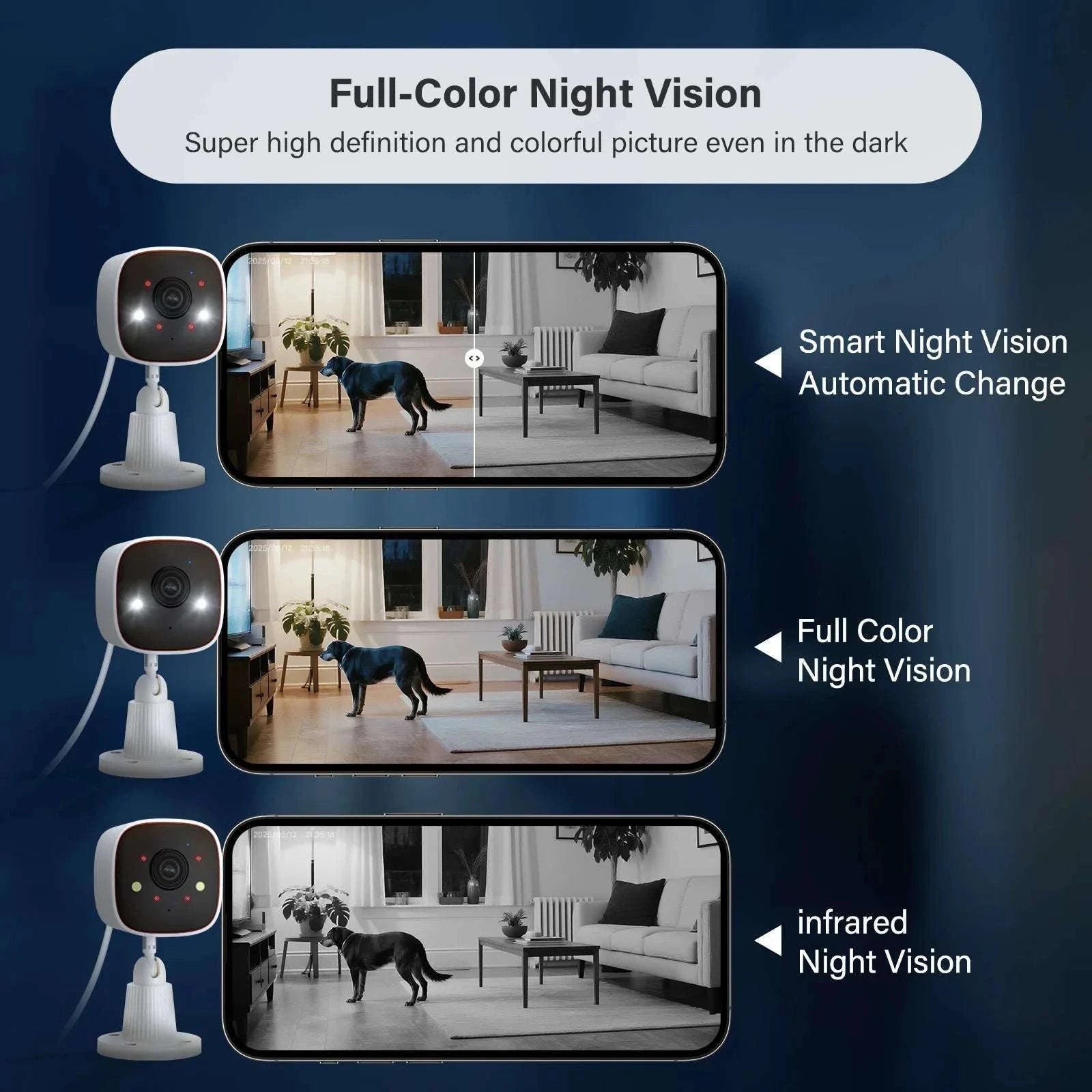 3MP WiFi Security Camera 1296P Outdoor Indoor Waterproof IP66-4PCS / United States