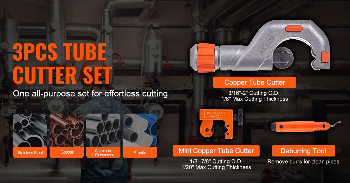 3PCS Tubing Cutter Set with Deburring Tool for Metal & Plastic Pipes-3PCS Set / UNITED KINGDOM