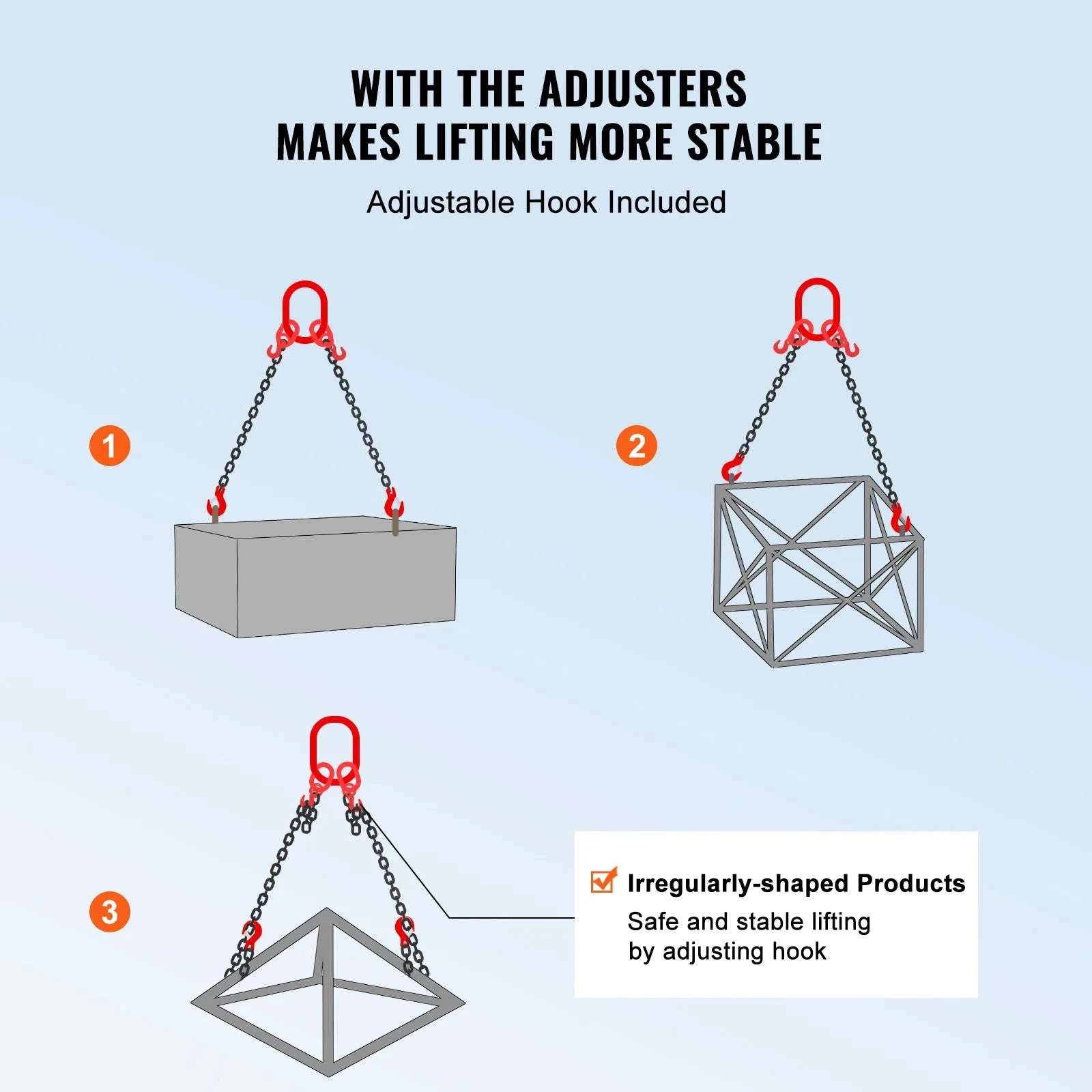 3T Chain Sling 6ft G80 Lifting Chains with Dual Grab Hooks-10mm / United States