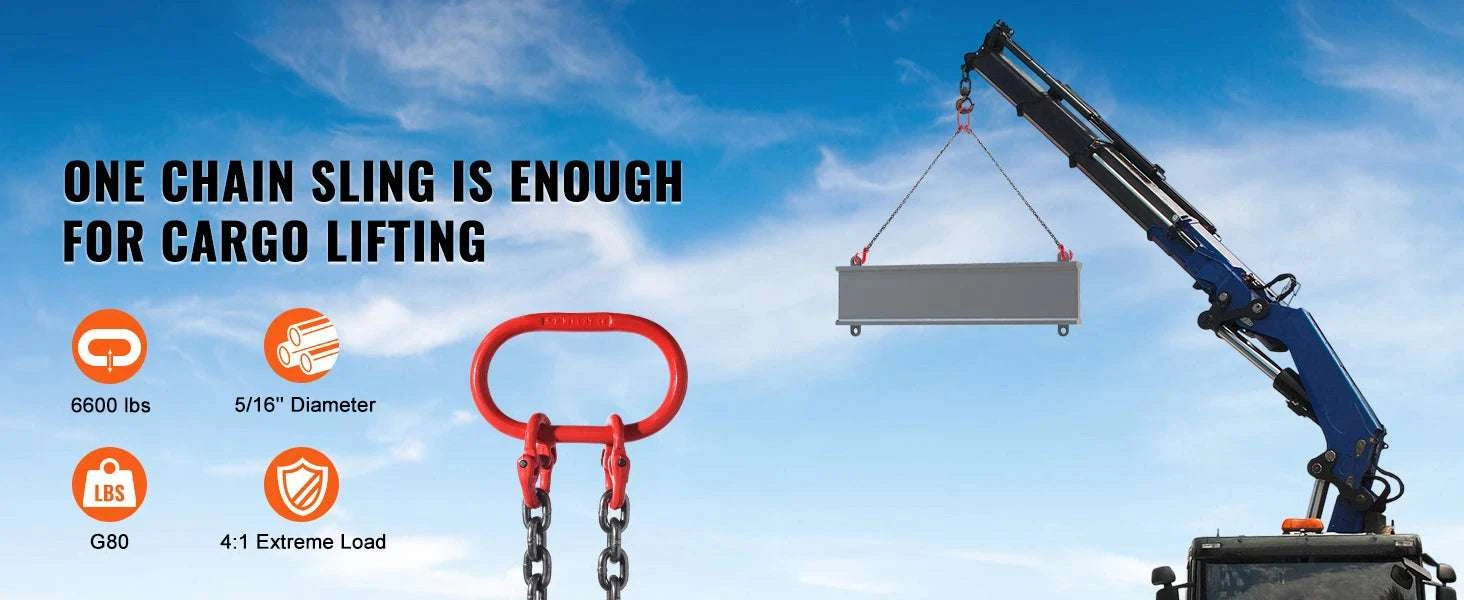 3T G80 Lifting Chain Sling 5ft with Grab Hooks for Engine Hoists-5ft 8mm / france