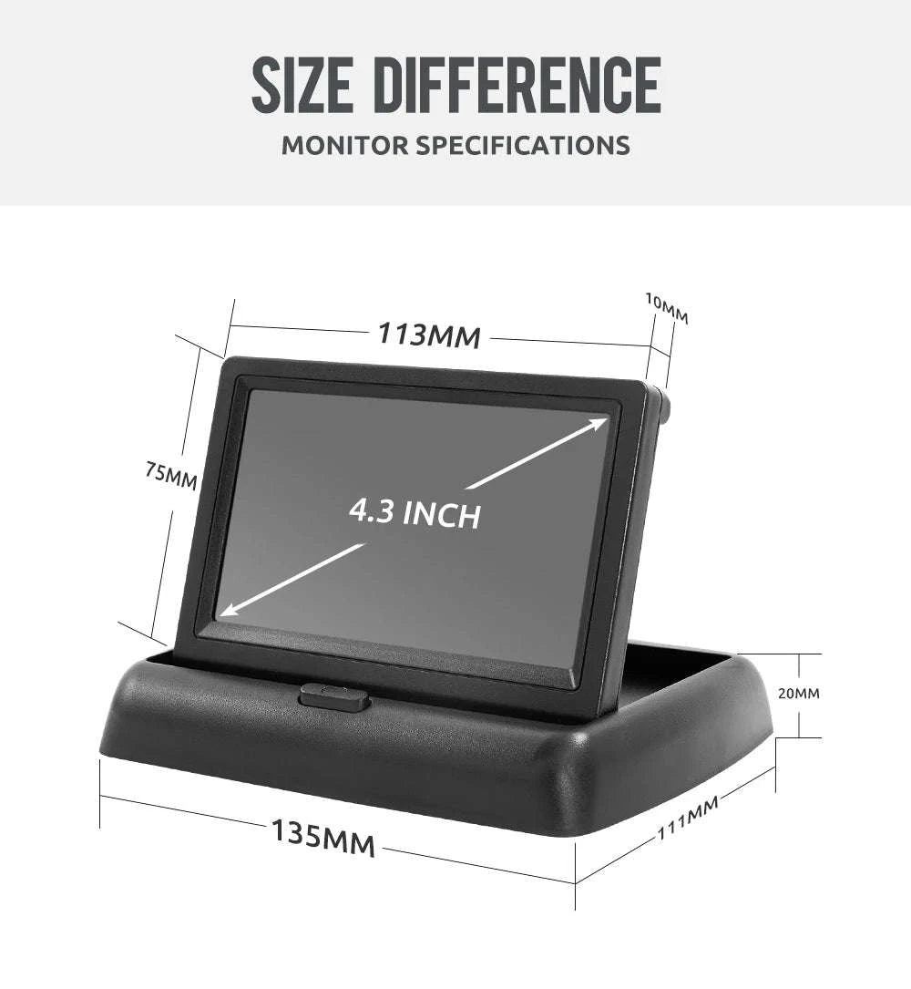4.3" Folding Car Monitor with Rear View Camera and 8 LED Backup-China Mainland
