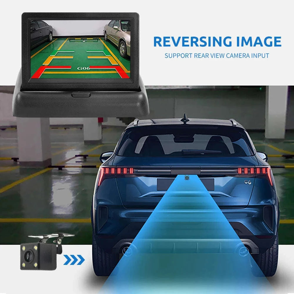 4.3" Folding Car Monitor with Rear View Camera and 8 LED Backup-China Mainland