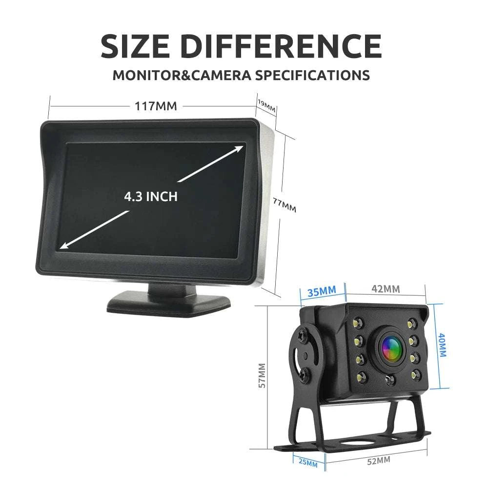 4.3" HD Backup Camera System with Monitor for Car & Truck-MBUS-15M
