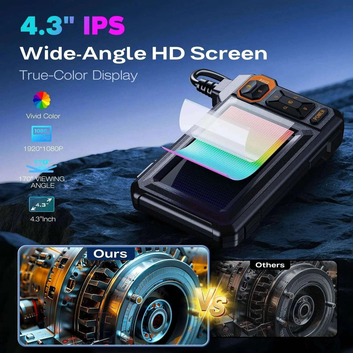 4.3" HD Endoscope Camera with Screen 16.5ft Cable Pipe Inspection-black / 5M / 8mm|United States