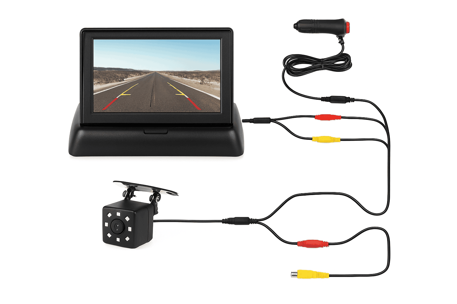 4.3 Inch Folding Car Monitor with Rear View Camera and 8 LED Backup-Default Title