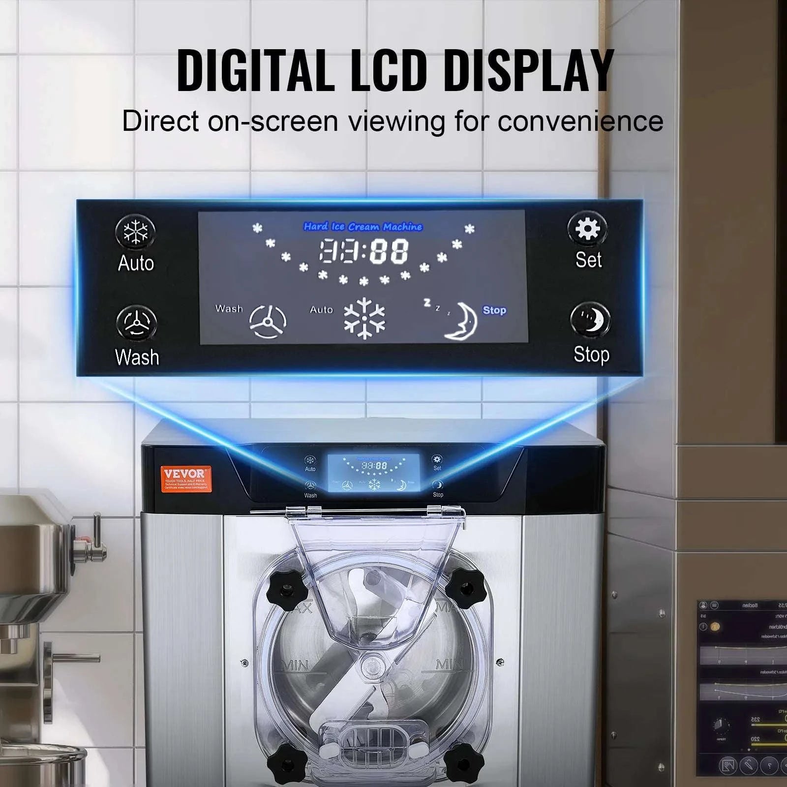 4.5L Commercial Ice Cream Machine 12L/h Countertop Hard Serve Maker-