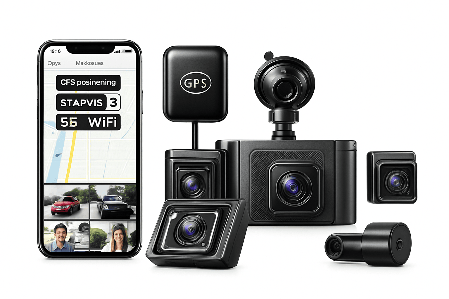 4-Channel 360° Dash Cam with WiFi, GPS and Rear Camera-4CH WiFi GPS DashCam / 64G / United States