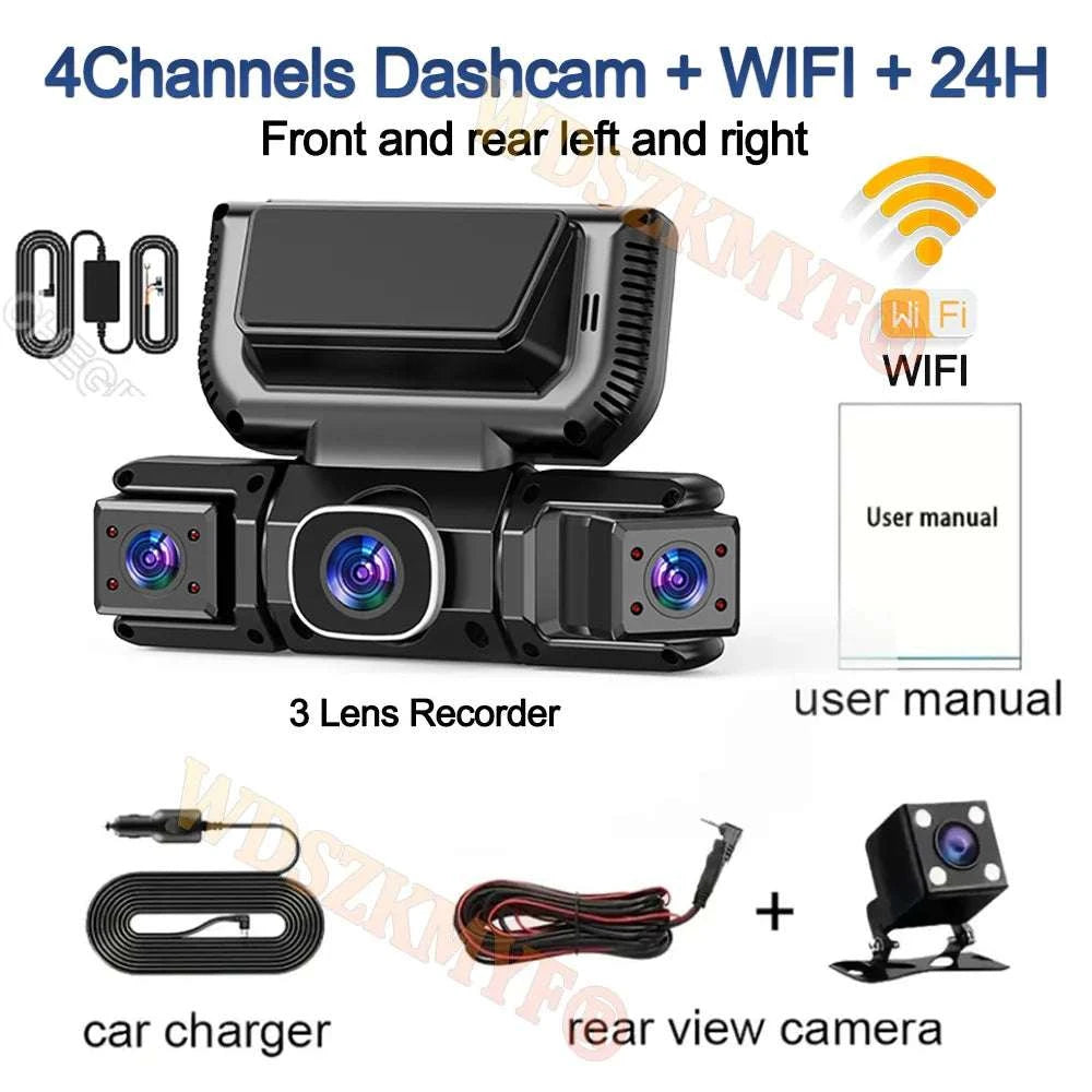 4-Channel 360° WiFi Dash Cam with 1080P Recording & Parking Monitor-X145-WIFI 24H / 64G