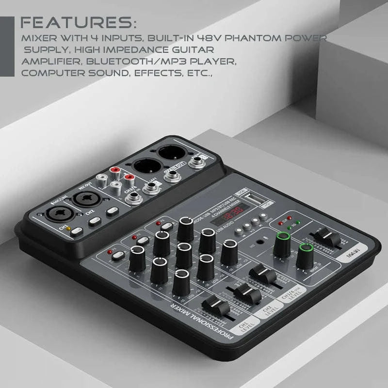 4 Channel Audio Mixer-Light Grey