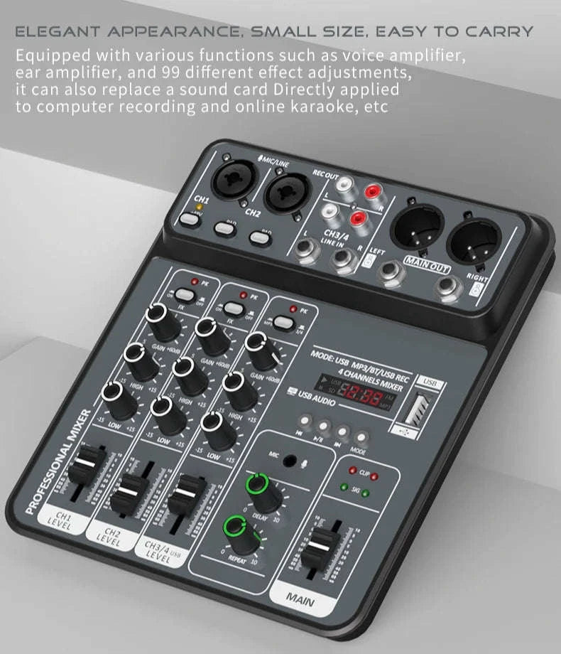 4 Channel Audio Mixer-Light Grey