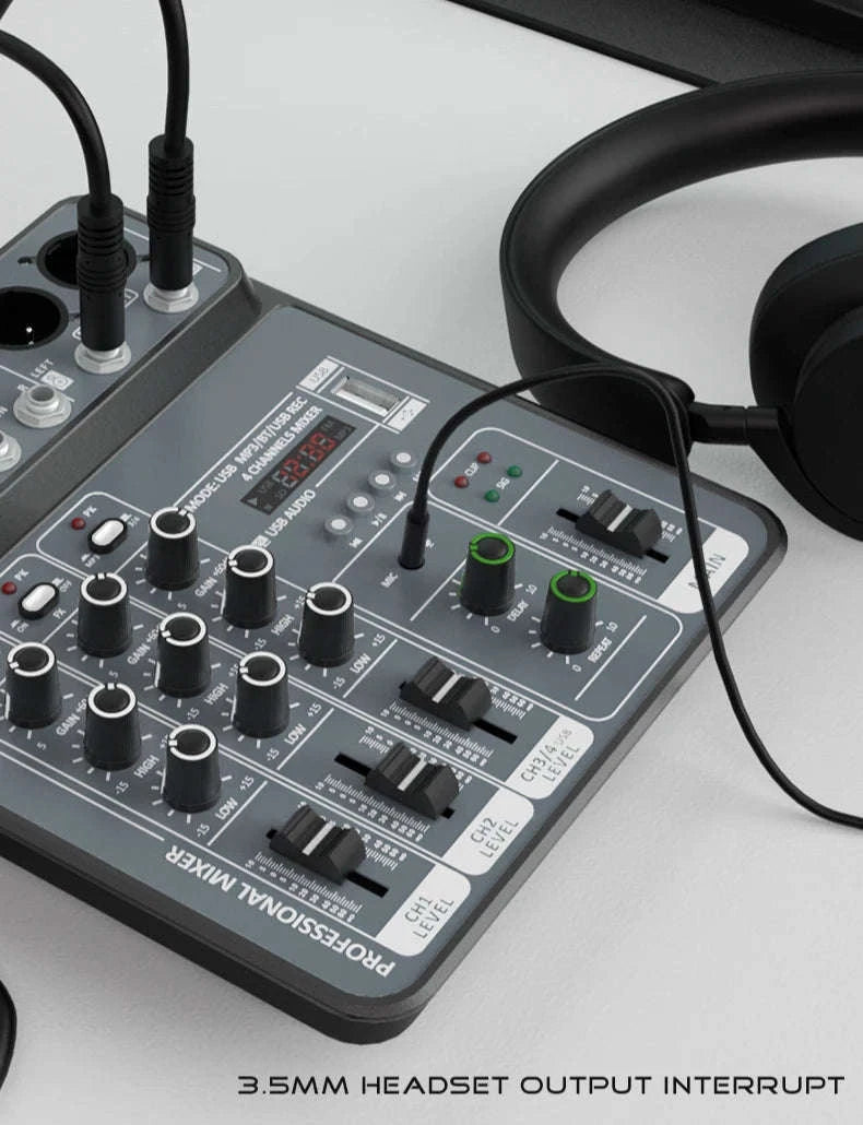 4 Channel Audio Mixer-Light Grey