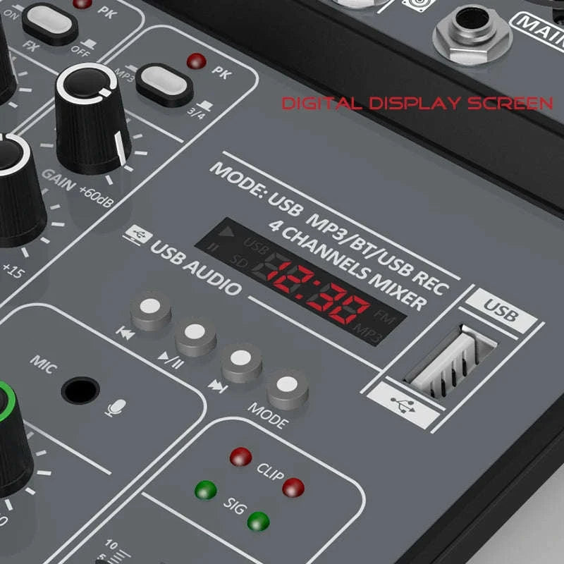 4 Channel Audio Mixer-Light Grey
