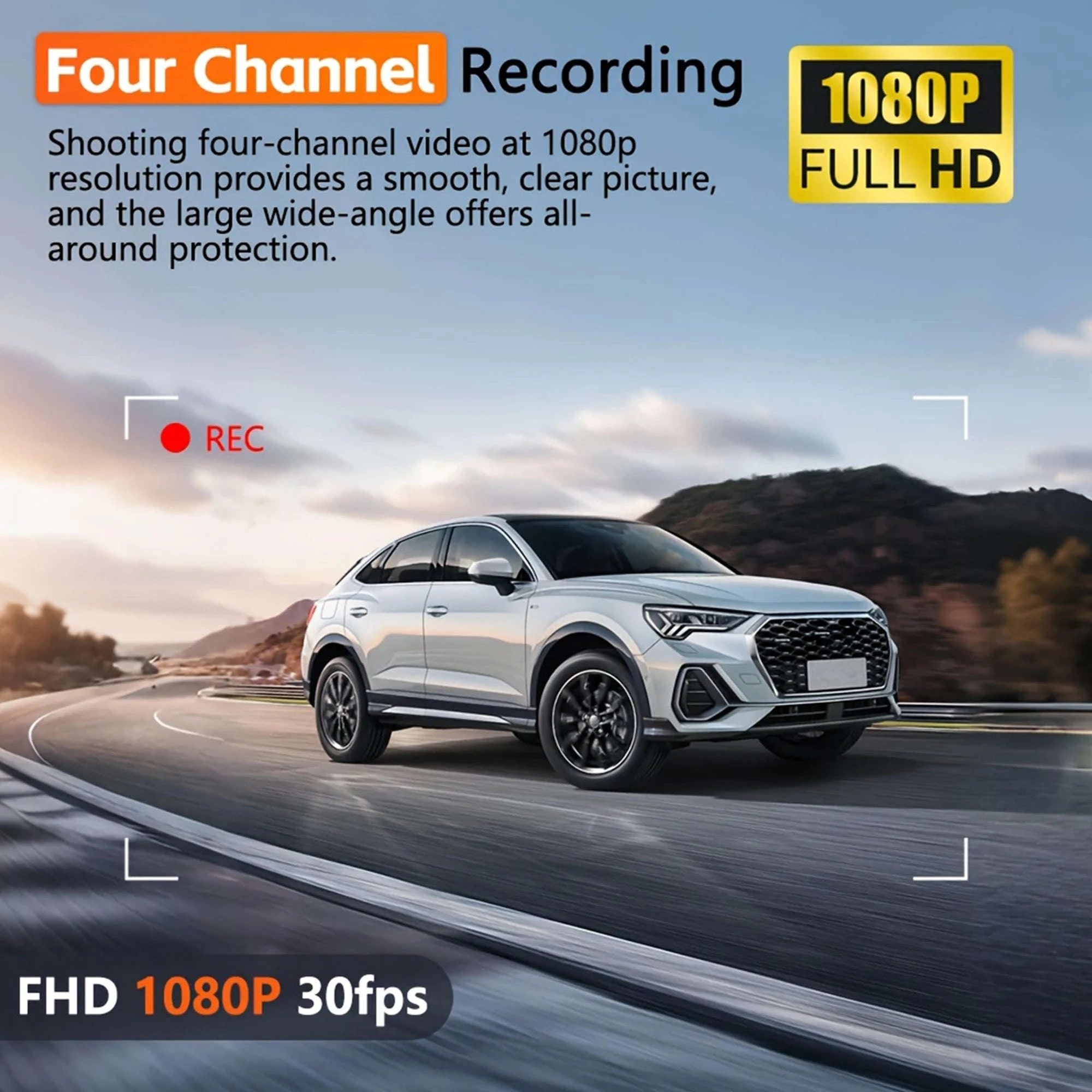 4-Channel Car Dash Cam with WiFi, 1080P Recording & Night Vision-WiFi 4Ch Dash Cam / No SD Card