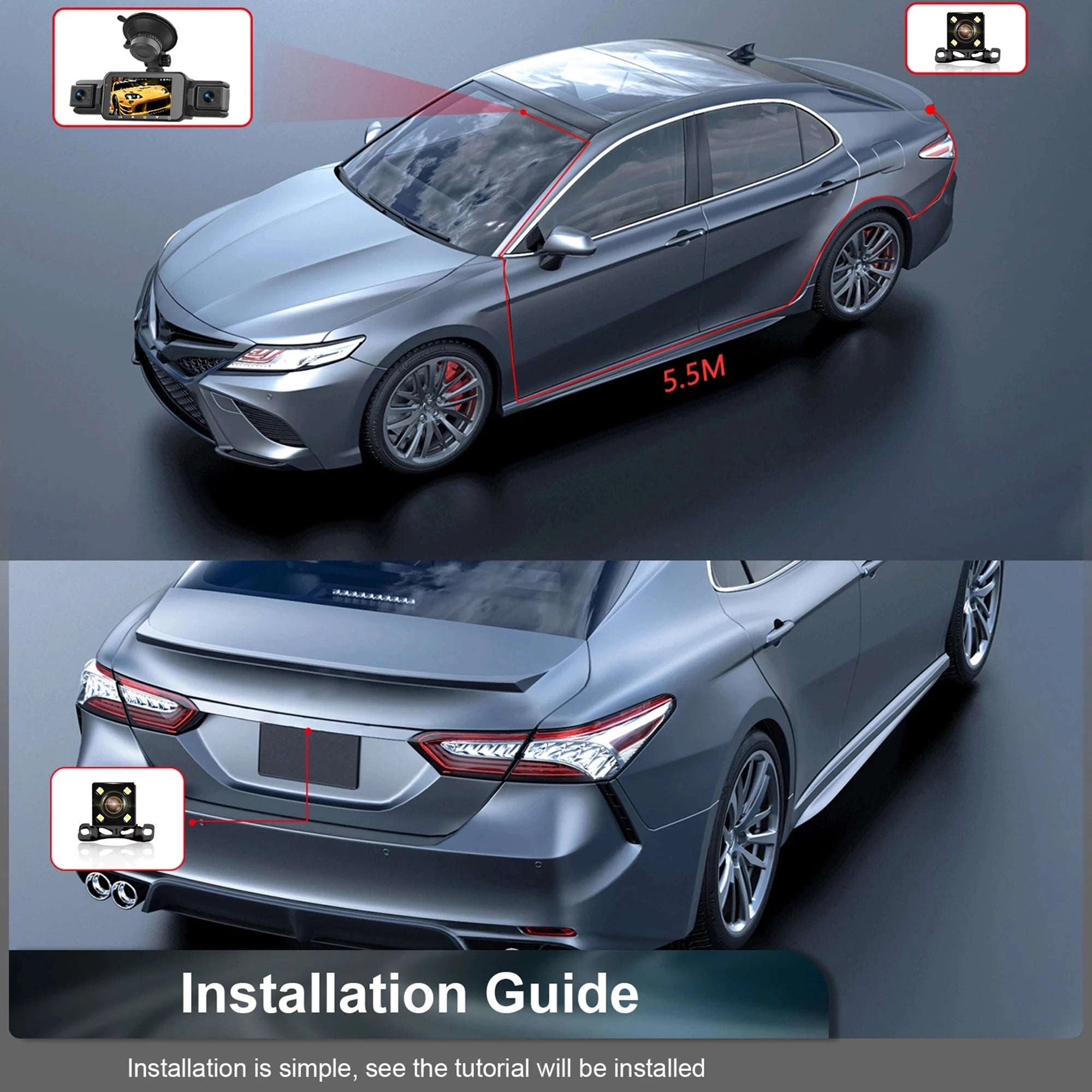 4-Channel Car Dash Cam with WiFi, 1080P Recording & Night Vision-WiFi 4Ch Dash Cam / No SD Card
