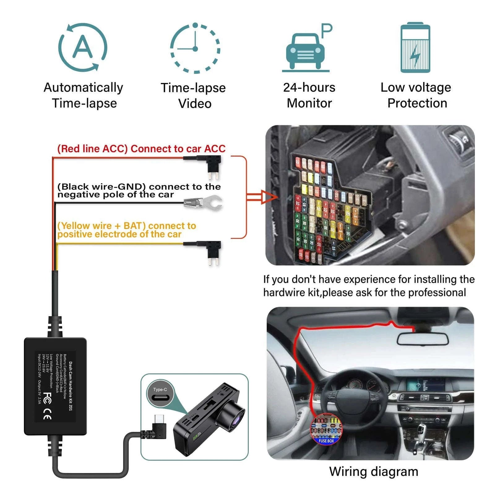 4-Channel Car Dash Cam with WiFi, 1080P Recording & Night Vision-WiFi 4Ch Dash Cam / No SD Card