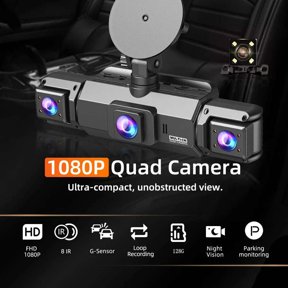 4-Channel Car Dash Cam with WiFi, 1080P Recording & Night Vision-WiFi 4Ch Dash Cam / No SD Card
