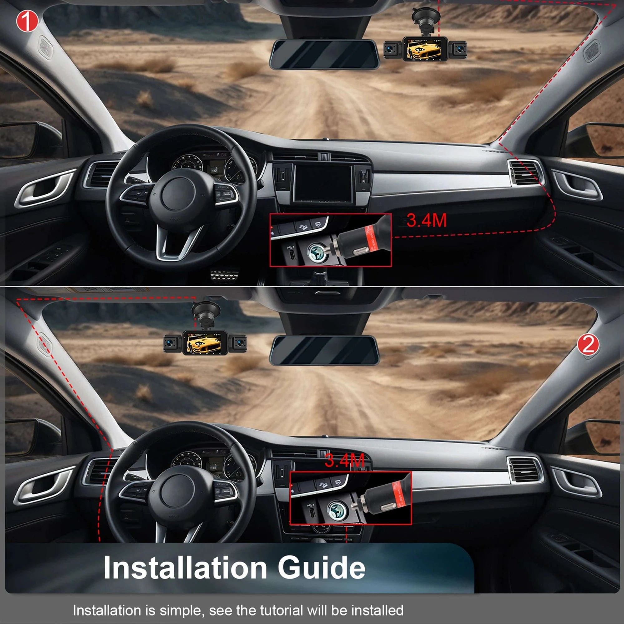 4-Channel Car Dash Cam with WiFi, 1080P Recording & Night Vision-WiFi 4Ch Dash Cam / No SD Card