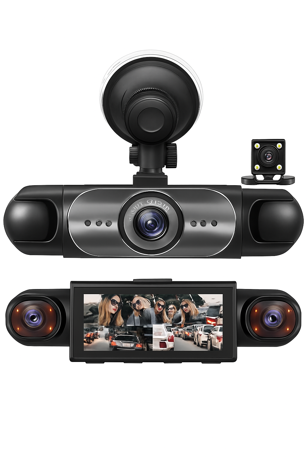 4 Channel Dash Cam 360° Car Video Recorder with Night Vision and Parking Monitor