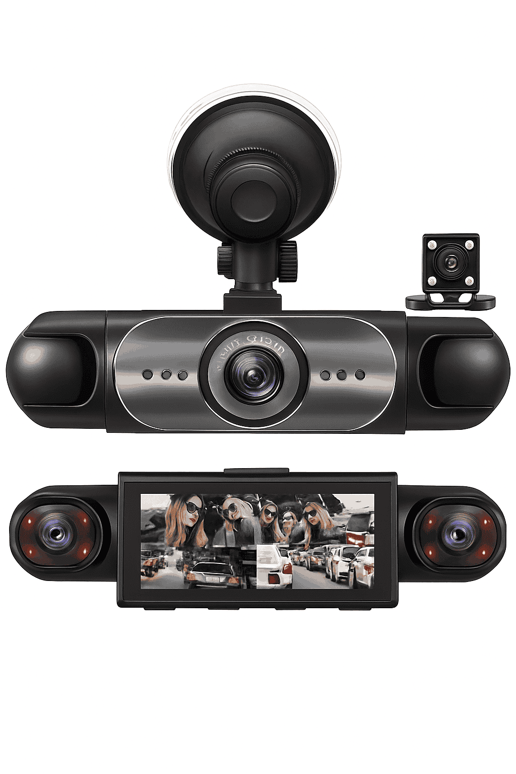 4 Channel Dash Cam 360° Car Video Recorder with Night Vision and Parking Monitor-4ch dash cam / No SD Card