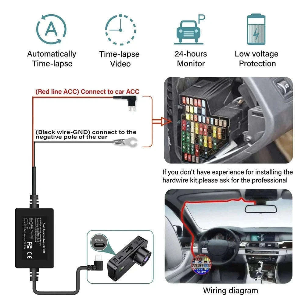 4 Channel Dash Cam 360° Car Video Recorder with Night Vision and Parking Monitor-