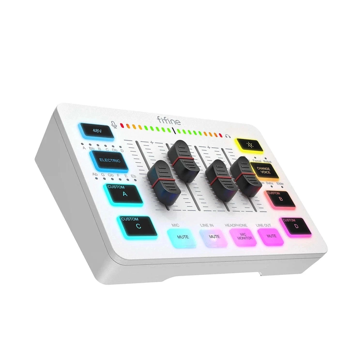 4-Channel Gaming Audio Mixer with XLR Mic Interface and RGB Controls-black