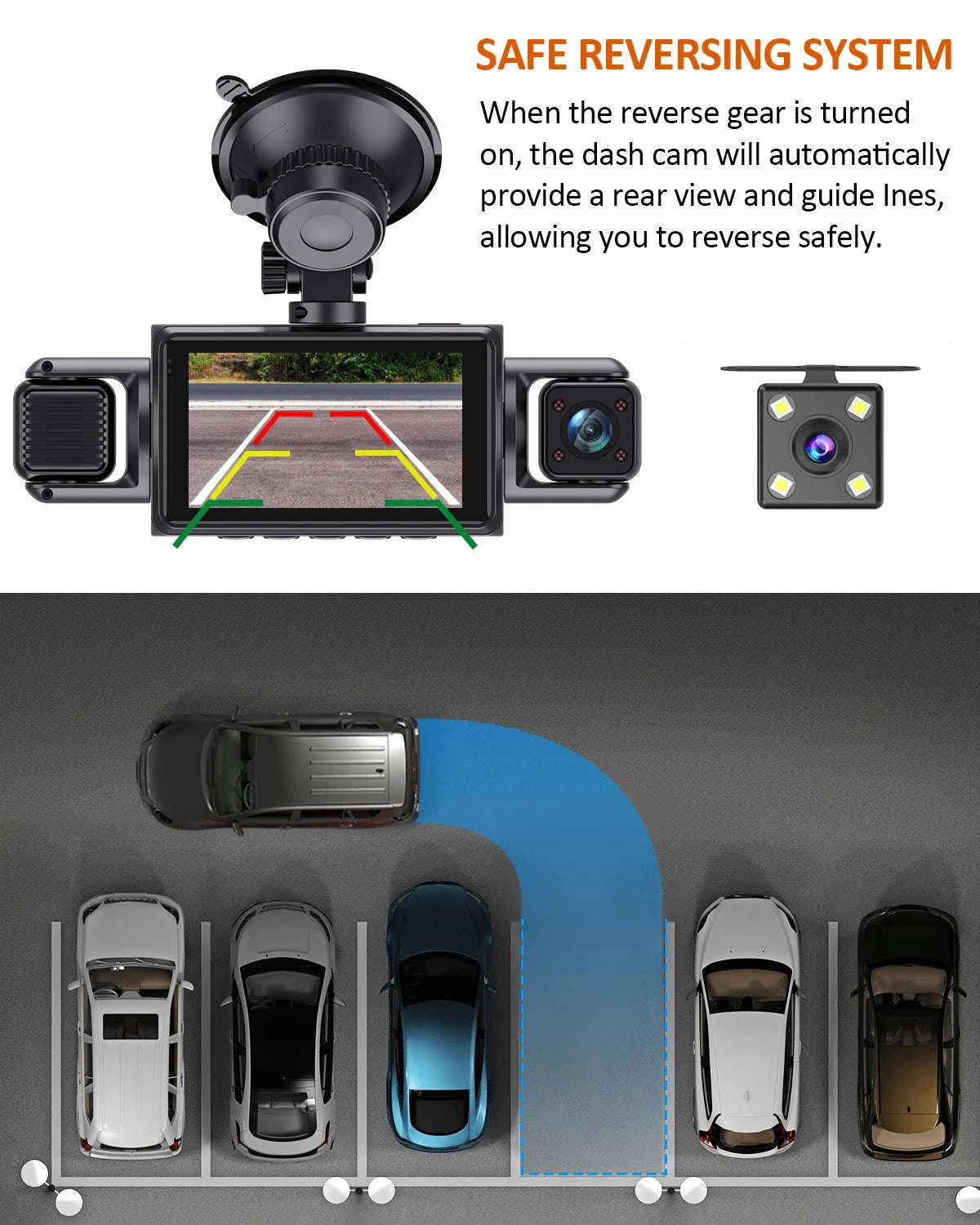 4-Channel WiFi Dash Camera with Night Vision-No Hardwire kit / China Mainland / No Card