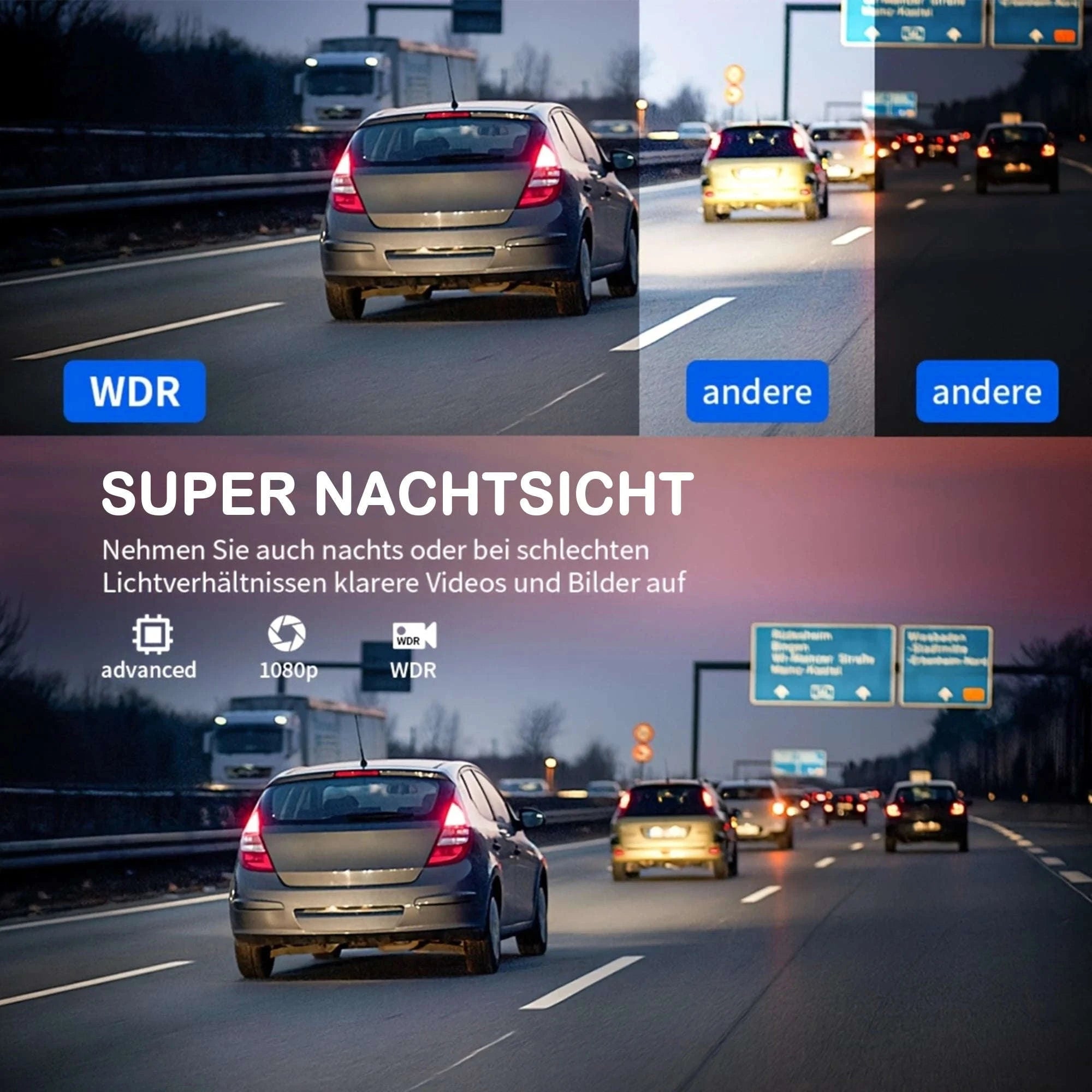4-Channel WiFi Dash Camera with Night Vision-No Hardwire kit / China Mainland / No Card
