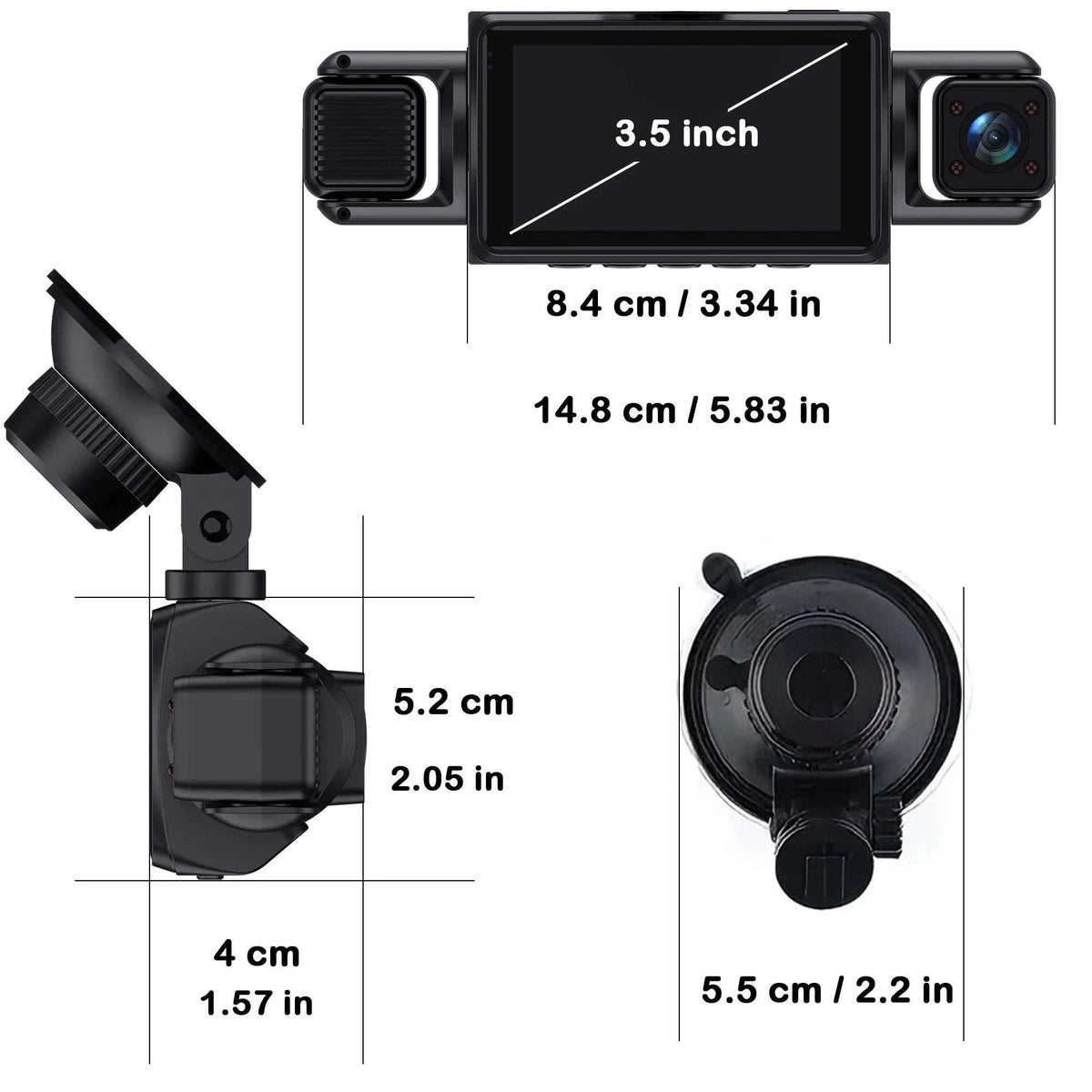 4-Channel WiFi Dash Camera with Night Vision-No Hardwire kit / China Mainland / No Card