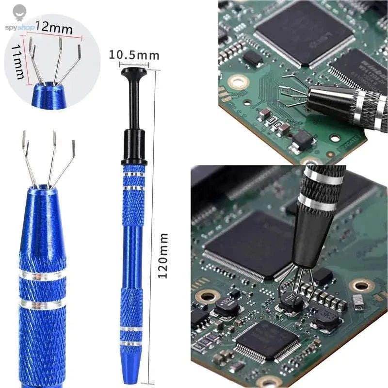 4-Claw IC Chip Extractor Tool for Precise Part Handling-Silver