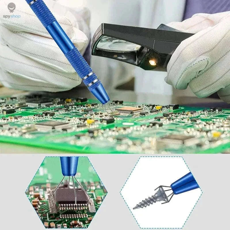 4-Claw IC Chip Extractor Tool for Precise Part Handling-Silver