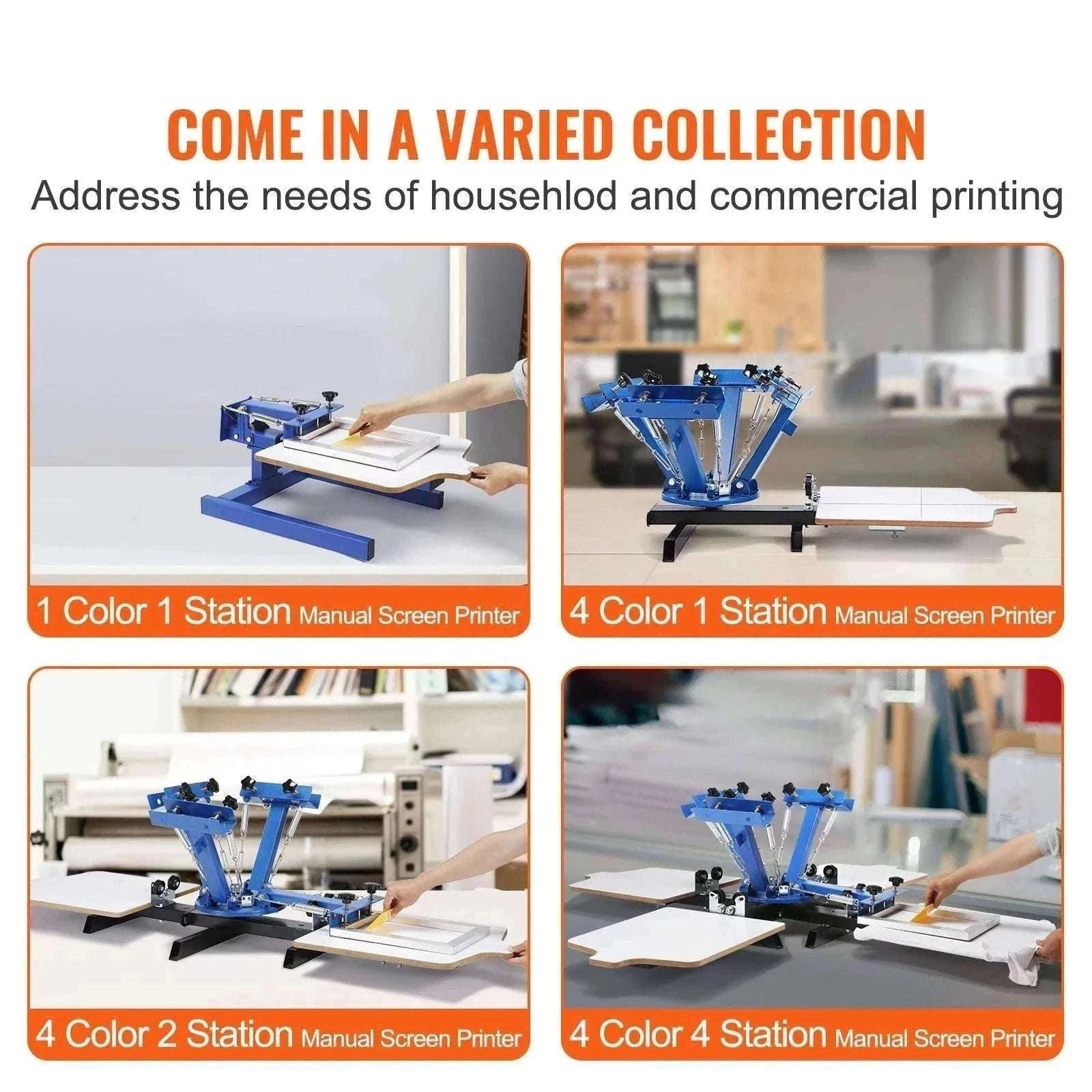4 Color 4 Station Screen Printing Machine 360° Rotating Press 54x45cm-4 Color 4 Station / United States