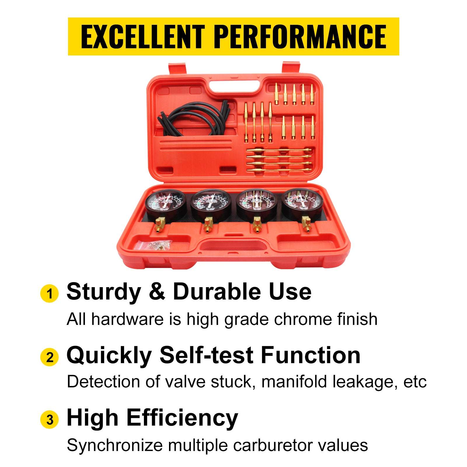4-Gauge Carburetor Synchronizer Tool Kit with Hoses & Adapters-france