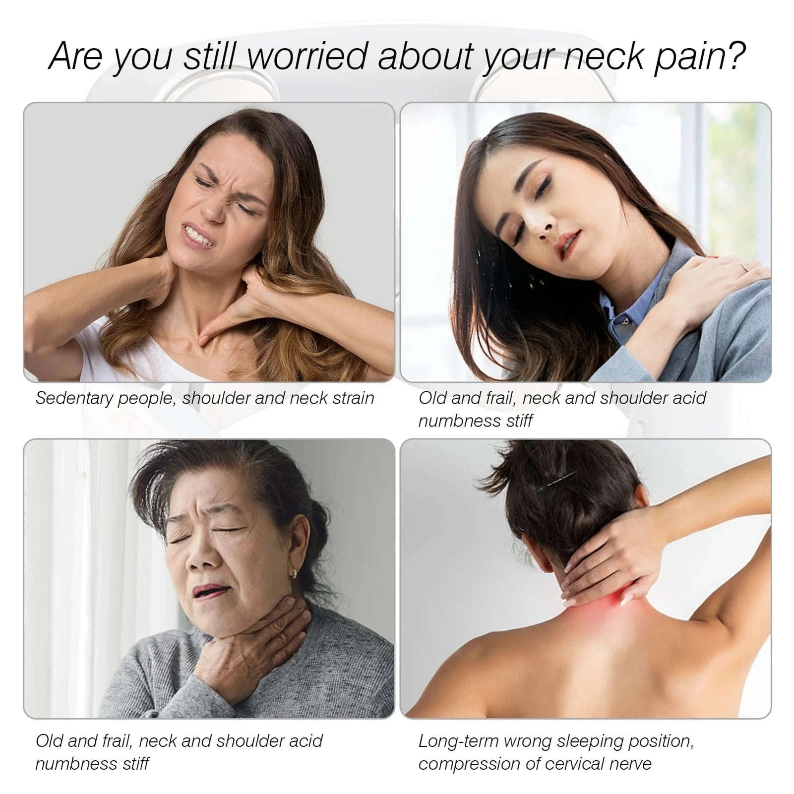 4-Head Neck Massager with Heating & Vibration Therapy-White