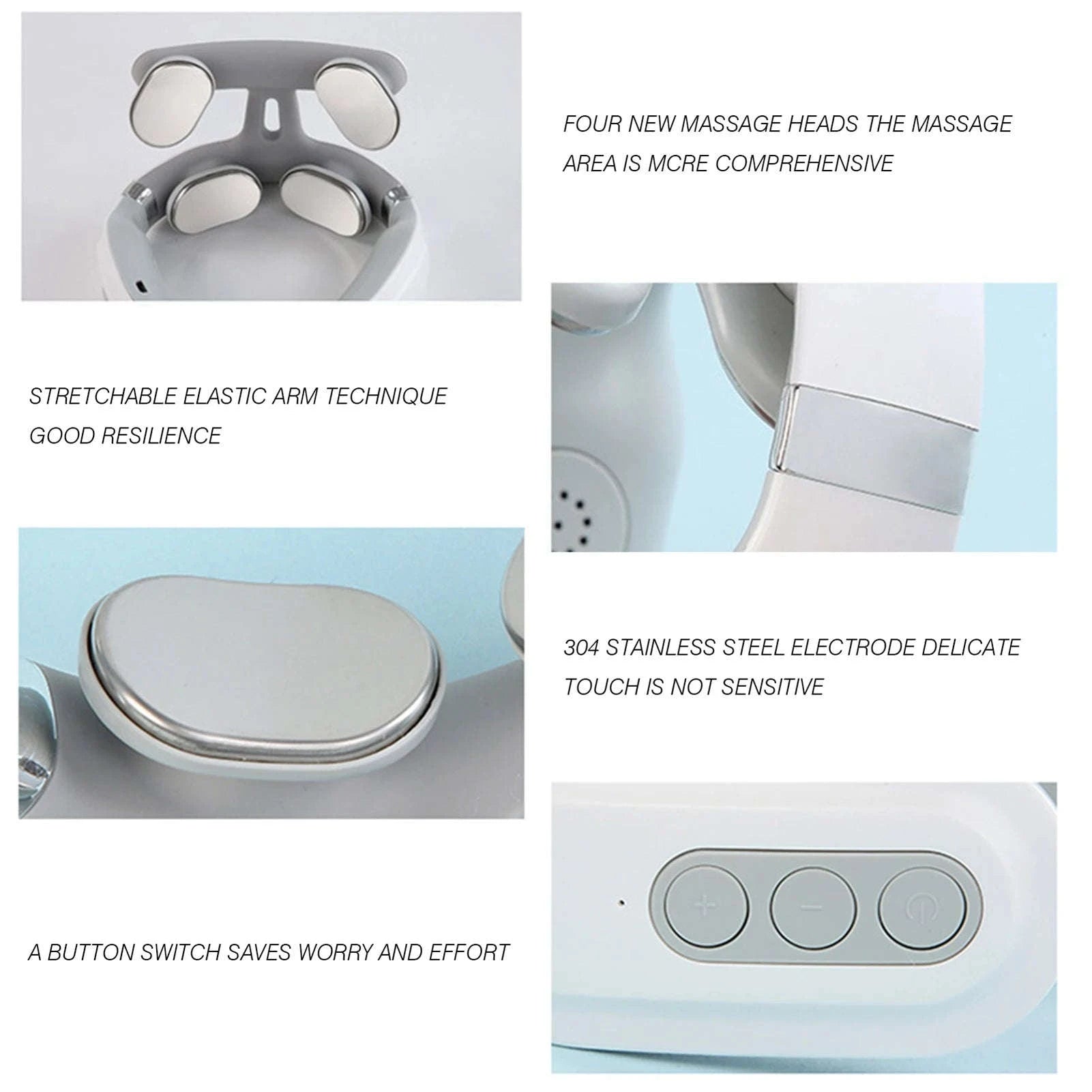 4-Head Neck Massager with Heating & Vibration Therapy-White