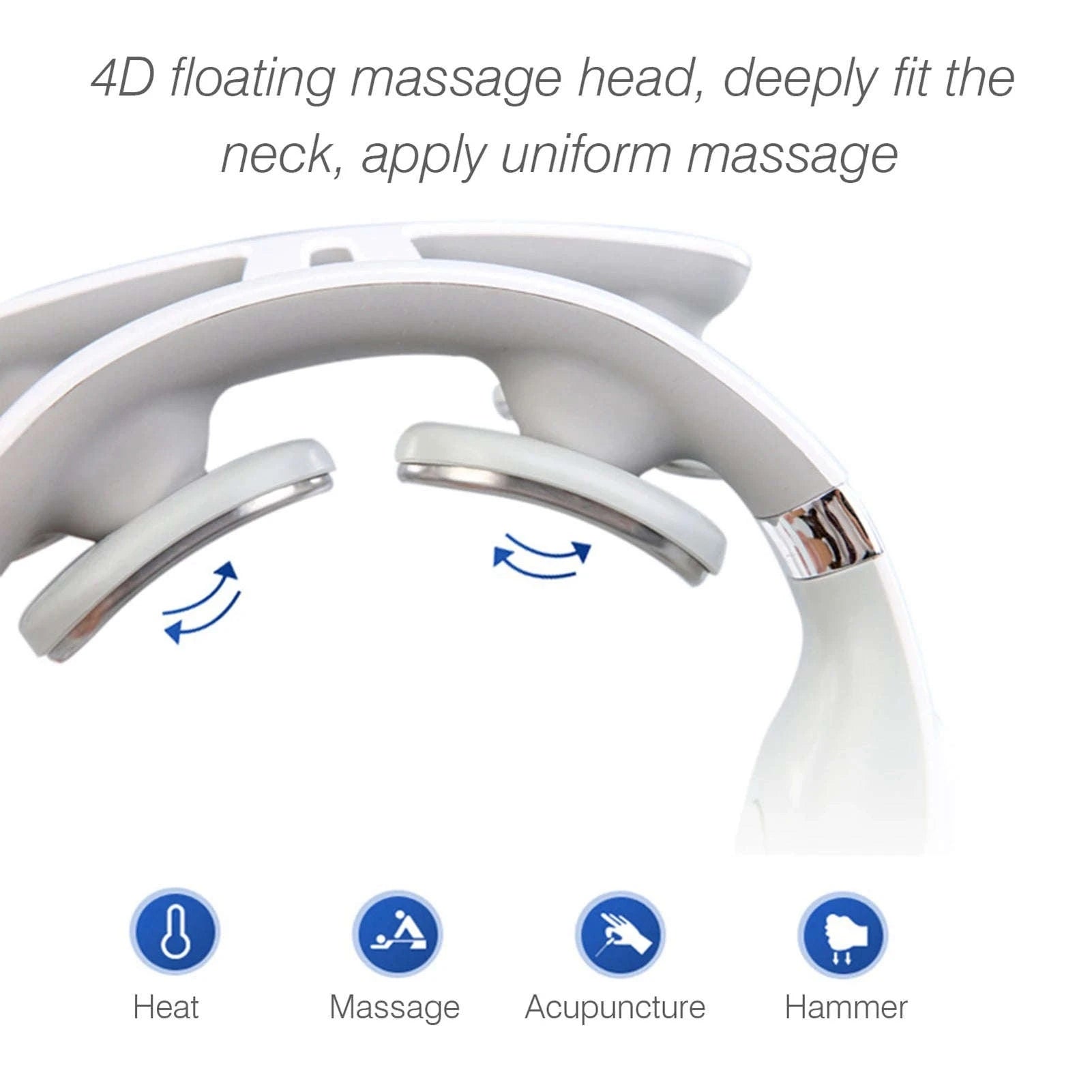 4-Head Neck Massager with Heating & Vibration Therapy-White