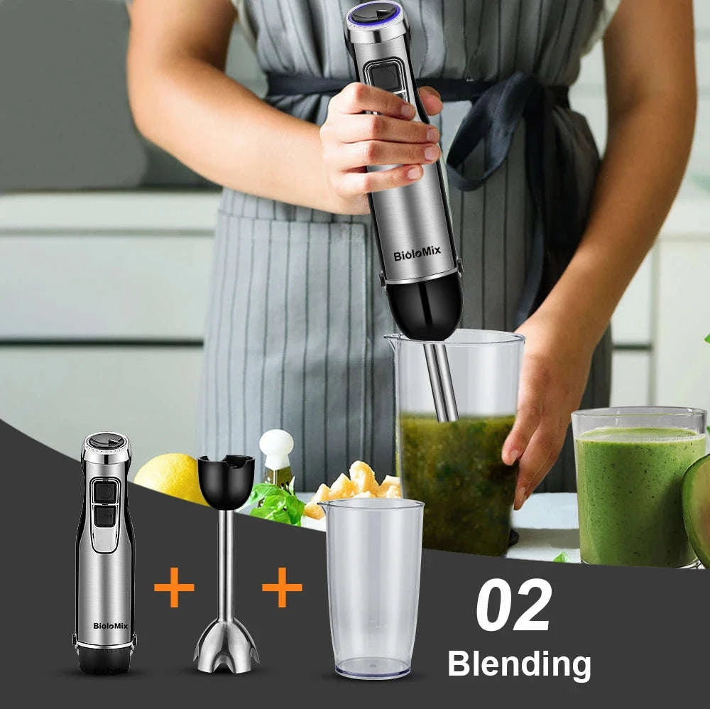 4-in-1 1200W Immersion Hand Blender with Chopper, Whisk and Cup-EU Plug / spain