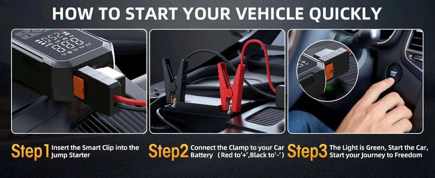 4-in-1 Car Jump Starter with Air Compressor, 150 PSI Tire Inflator, Power Bank-16000mah / China Mainland