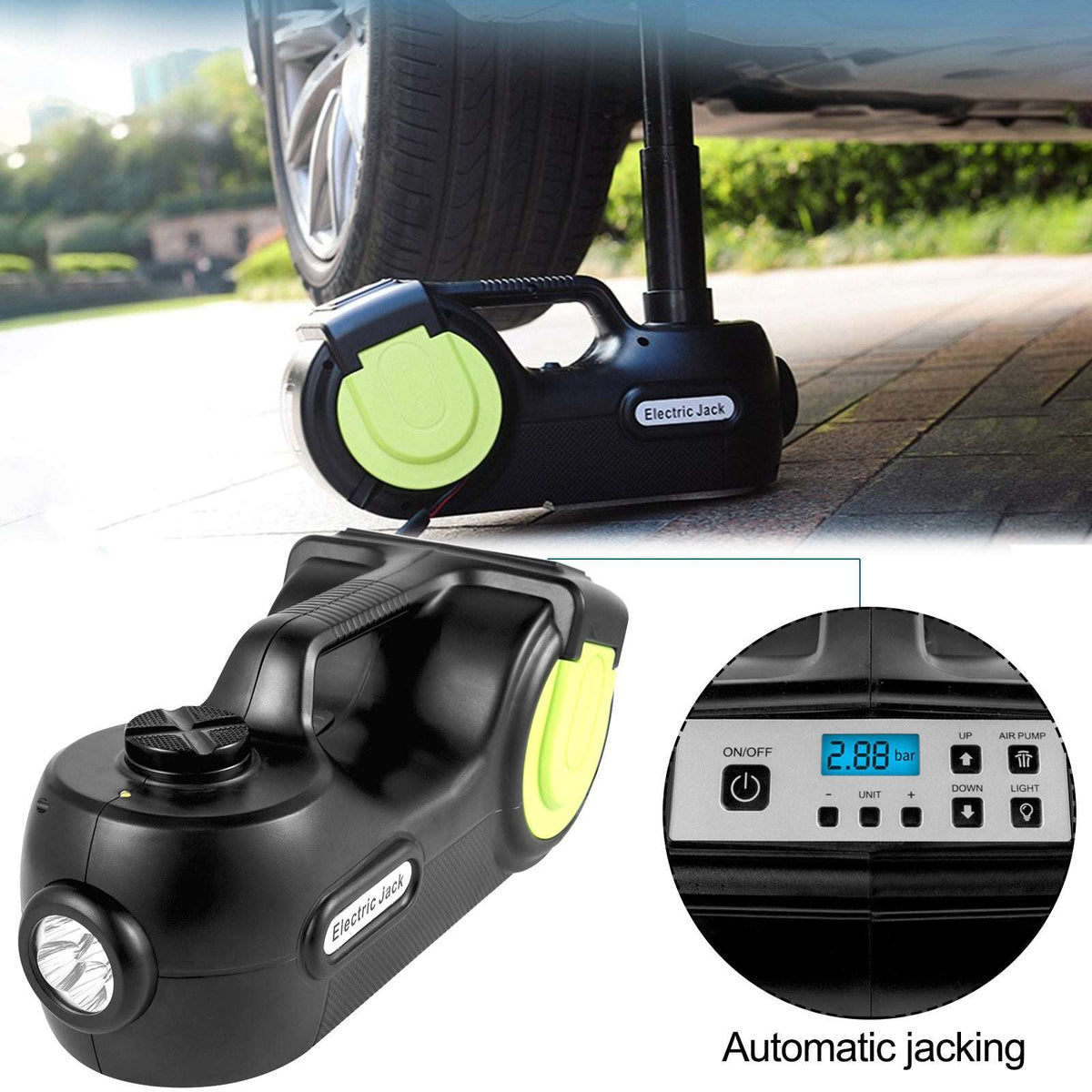 4-in-1 Electric Car Jack 5 Ton Kit with Wrench & Inflator-5T / GERMANY