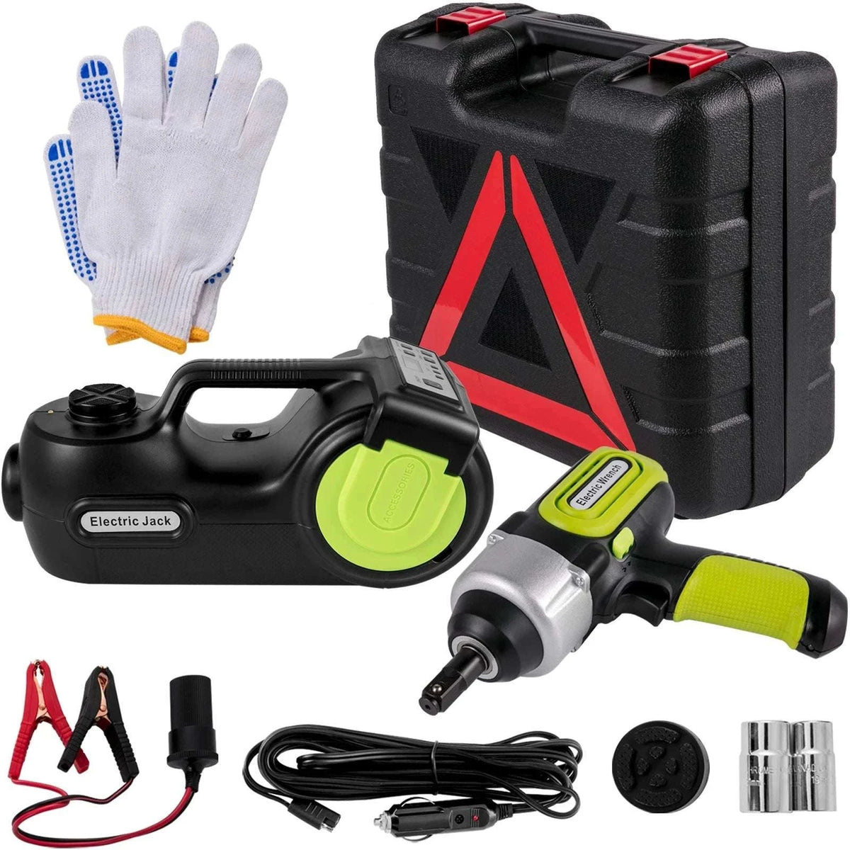 4-in-1 Electric Car Jack 5 Ton Kit with Wrench & Inflator-5T / GERMANY