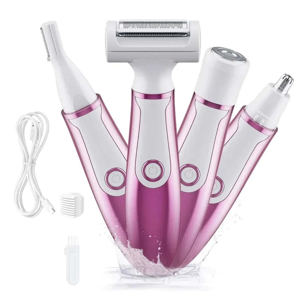 4‑in‑1 Electric Epilator and Facial Hair Removal Kit-Gold