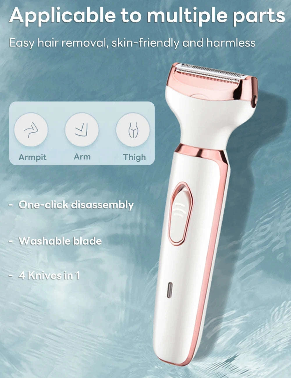 4‑in‑1 Electric Epilator and Facial Hair Removal Kit-Gold
