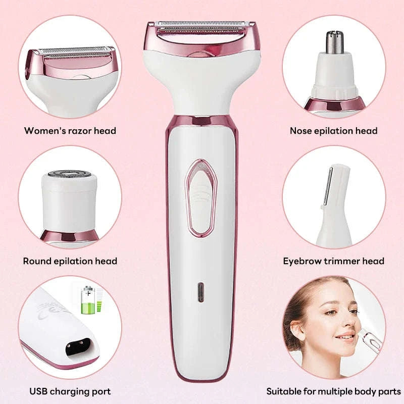 4‑in‑1 Electric Epilator and Facial Hair Removal Kit-Gold