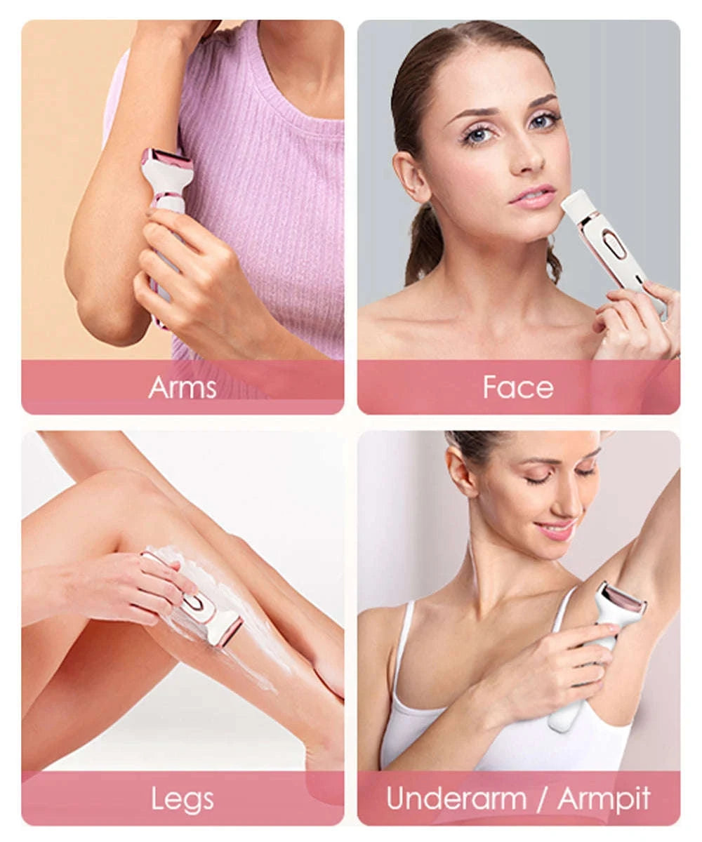 4‑in‑1 Electric Epilator and Facial Hair Removal Kit-Gold