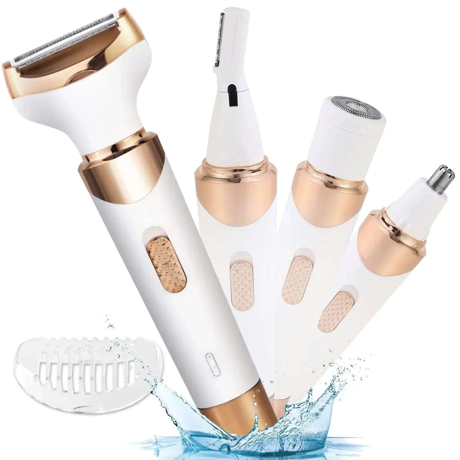 4‑in‑1 Electric Epilator and Facial Hair Removal Kit-Gold