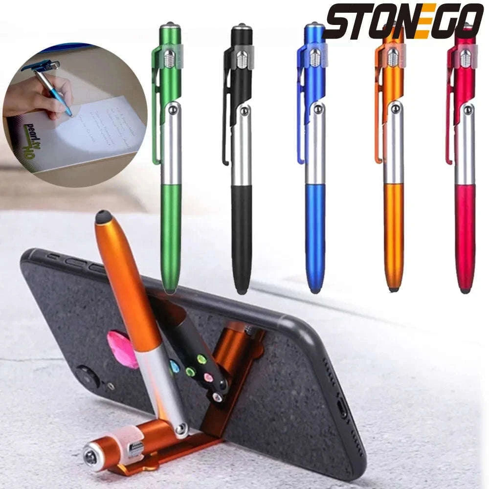 4-in-1 Foldable Pen Stylus with Light and Phone Stand-black