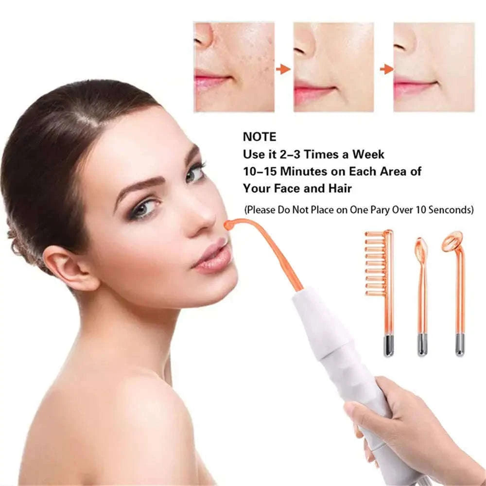 4-in-1 High Frequency Facial Wand for Acne, Wrinkles & Skin Tightening-Gold / United States