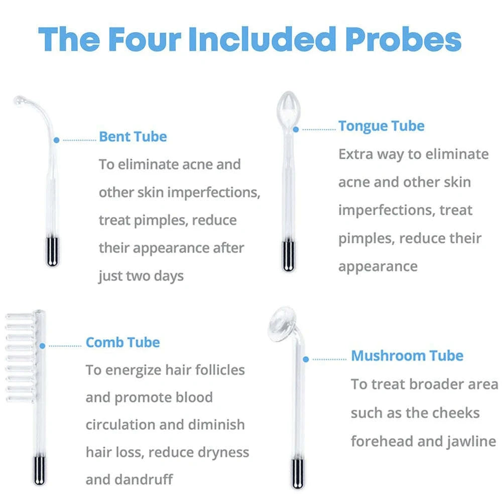 4-in-1 High Frequency Facial Wand for Acne, Wrinkles & Skin Tightening-Gold / United States