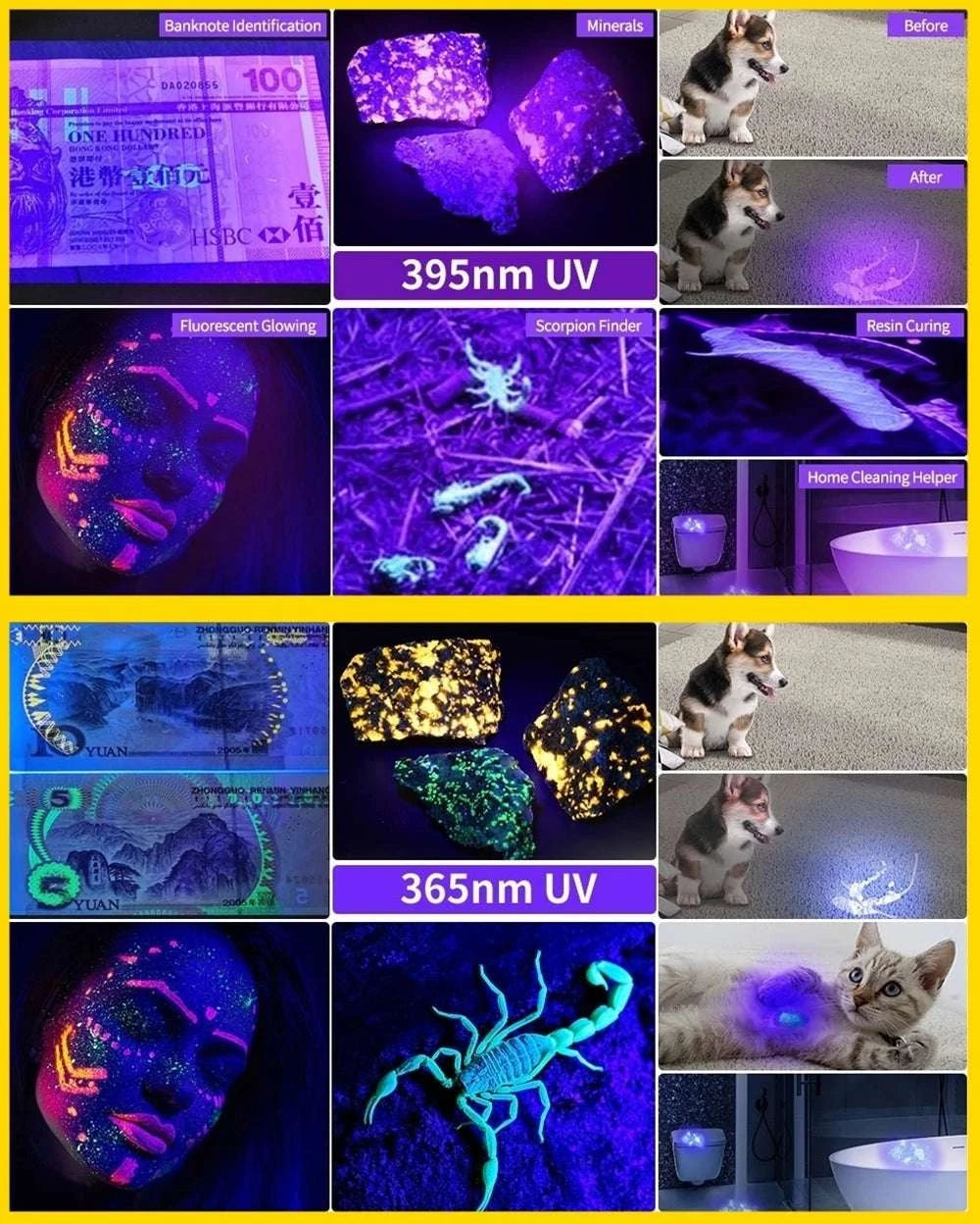 4‑In‑1 Jade Detector Light UV 365nm Rechargeable Flashlight-
