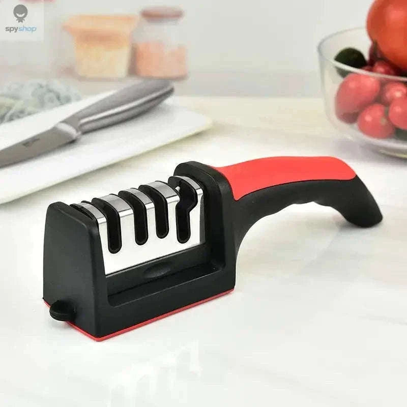 4-in-1 Knife Sharpener for Knives and Scissors-Red / Sharpeners